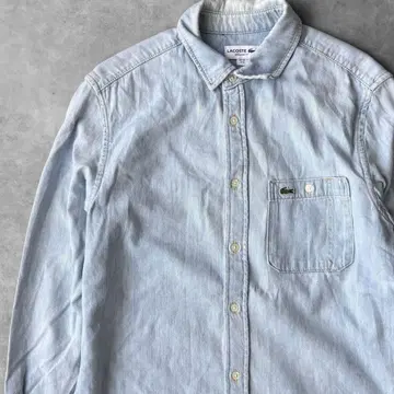 13860 LACOSTE 원포인트 자수 로고 데님 셔츠