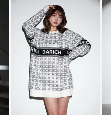 다리치 DD 로고 자카드 오버 니트탑