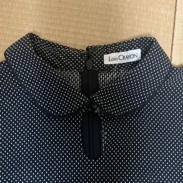 로이스크레용 둥근 카라 도트 A라인 롱 원피스