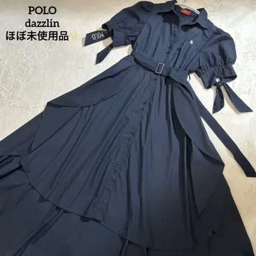 새상품급 다즈린 POLO BCS 콜라보 헴 레이어드 셔츠 원피스 네이비