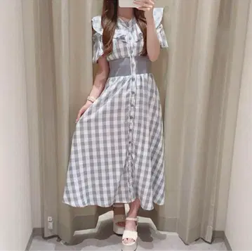 깅엄 숄더 프릴 OP [ANMILLE]