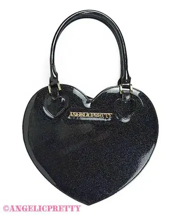 Angelic Pretty 글리터 Love Heart 토트백 블랙