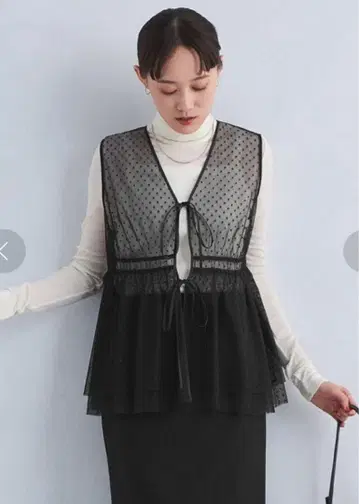 그린 라벨 릴랙싱 튤 도트 2way 베스트 블랙