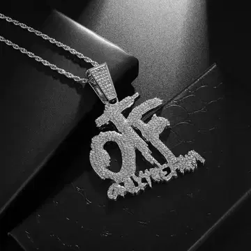 King Von 착용 OFF 로고 목걸이 실버