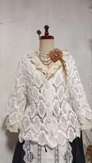 [ 구제 의류 ] vintage 빈티지 코튼 레이스 가디건