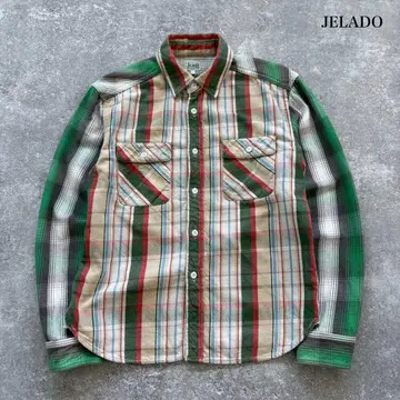 [JELADO] 젤라드 플란넬 워크 셔츠 긴팔 셔츠 절개 패턴