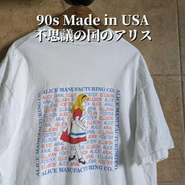 90s USA 제작 이상한 나라의 앨리스 티셔츠 싱글 스티치 L