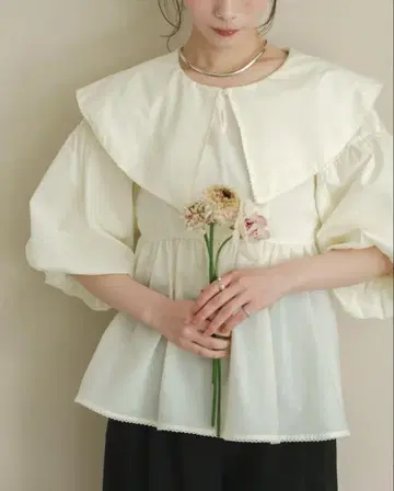 빅 칼라 페플럼 블라우스