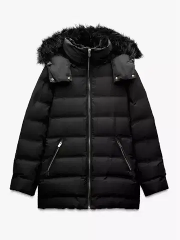 ZARA 세미 롱 기장 후드 다운 재킷