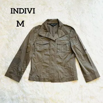 INDIVI 38M [밀리터리 자켓] 카키 히요쿠 모드 미 실루엣