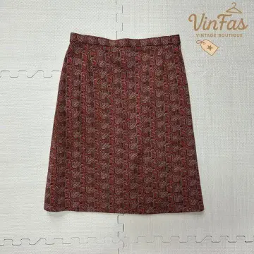 00년대 vintage 기하학 패턴 울 스타일 타이트 스커트