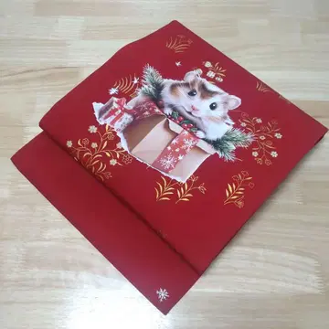 햄스터 x Christmas 꽃 자수 앤티크 오비 리메이크 1점