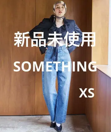 SOMETHING 슈퍼 하이라이즈 와이드 스트레이트 데님 XS