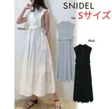 SNIDEL 베스트 레이어드 원피스 화이트 슬리브리스