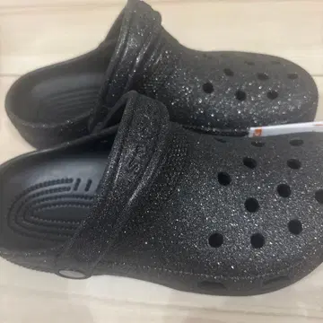 crocs 블랙 라메 블랙 글리터 M6/W8