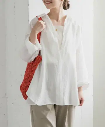 URBAN RESEARCH DOORS WOMENS 라미 혼방 루즈 셔츠