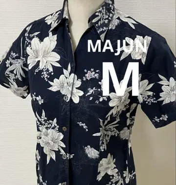 MAJUN 마준 카리유시 의류 린넨 여성용 오키나와 알로하 셔츠