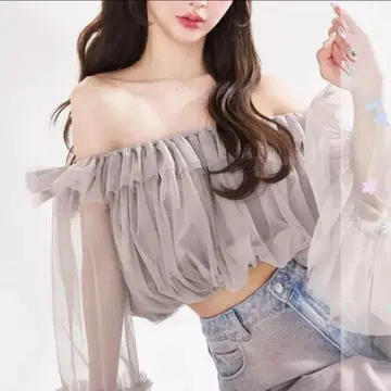 Darich 오프숄더 튤 볼륨 상의 새상품급 라일락