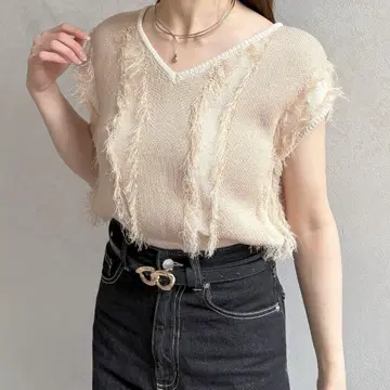 제본 프린지 프렌치 니트