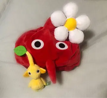 피크민 코스프레 모자 빨간 피크민 노란 피크민 (잎) 봉제인형 세트
