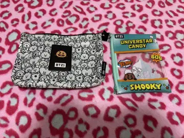 BT21 캐릭터 패턴 파우치와 캔디 가방 세트