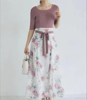 toccocloset 플라워 프린트 도킹 원피스 핑크 M