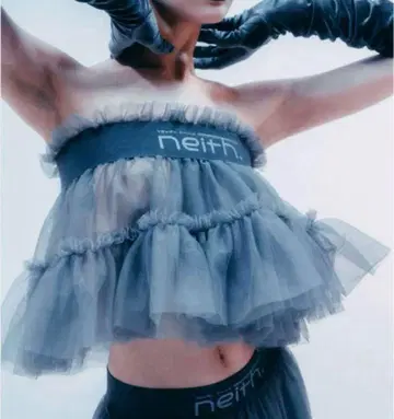 [ 완판템 ] neith. Multi Tulle Top Gray 뷔스티에