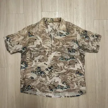 PENNEY'S 50년대~60년대 레이온 백조 패턴 알로하 셔츠