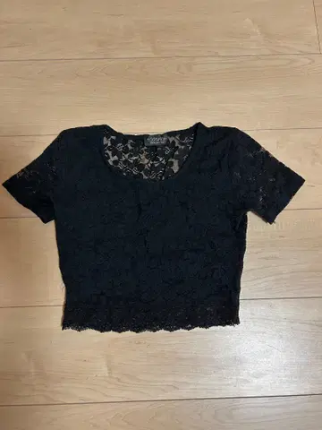 TOPSHOP 블랙 레이스 반팔 상의 US 4