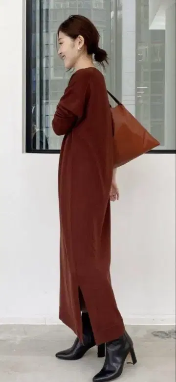라빠르망 knit dress 니트 원피스 보르도 와인 레드