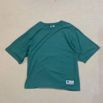 RUSSELL ATHLETIC 그린 스트라이프 티셔츠 M