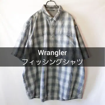Wrangler 낚시 셔츠 반팔 체크 2XL