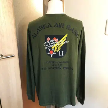 남성용 [미품 아비렉스] 카키 2XL 롱T US AAF 알래스카
