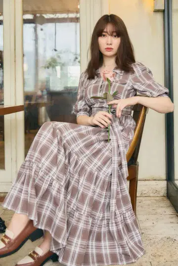 herlipto Bergamo Plaid Tiered Long Dress