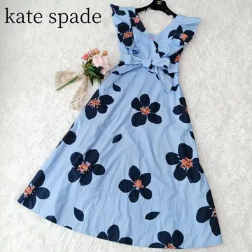 [kate spade/케이트 스페이드] 롱 원피스 꽃무늬 벨트 플레어