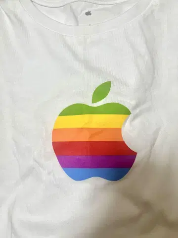 Apple 레인보우 애플 로고 T셔츠 화이트