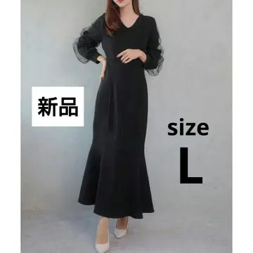 [새상품] CENEA V넥 시어 슬리브 머메이드 원피스 L