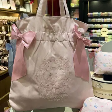 완판 레어 치이카와 Maison de FLEUR 자수 더블 리본 토트백