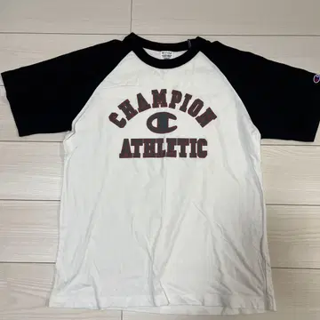 Champion 래글런 티셔츠 L 화이트/블랙