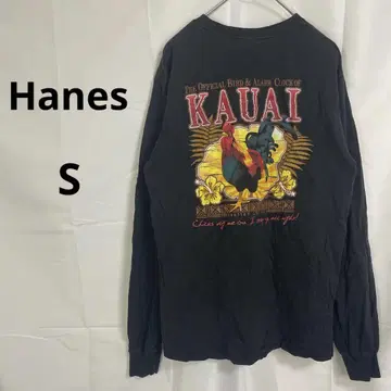 헤인즈 Hanes 롱 슬리브 티셔츠 [ S ] 블랙 코튼 100%