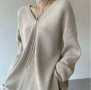 CLANE MIX COLOR STRING WIDE KNIT TOPS