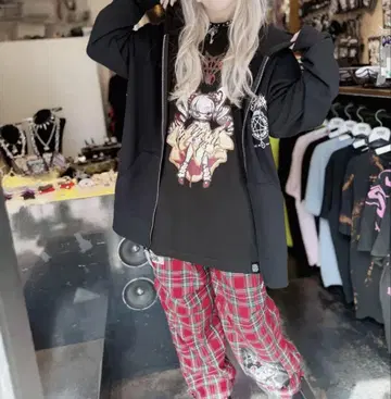 하이퍼코어 체크 팬츠 2way 펑크 락 그런지 y2k