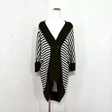 Varlet 돌먼 슬리브 가디건 V넥 니트 보더 크롭 소매