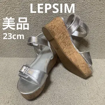 새상품급 23cm 렙심 실버 코르크 웨지솔 뮬 버클 스트랩