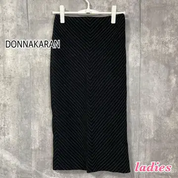 다나 캐란 시그니처 고급 울 혼방 타이트 스커트 블랙 스트라이프 7호