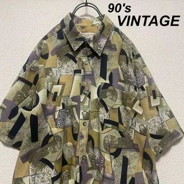 90's 빈티지 구제 디자인 셔츠 올 패턴 어스 컬러 분위기 마 혼방