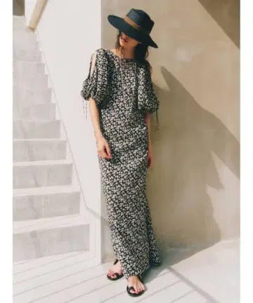 styling/스타일링/플라워 프린트 롱 드레스