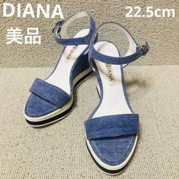 새상품급 22.5cm 다이애나 데님 웨지솔 펌프스 뮬 오픈토