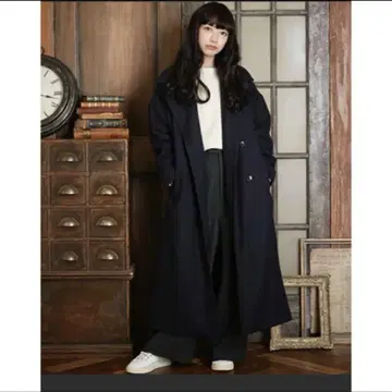 미사용 새상품 언릴랙싱 오버사이즈 코트 네이비 M 롱 기장