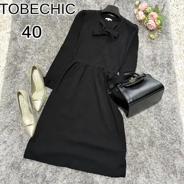 TOBECHIC 투 비 시크 40 사이즈 리브 니트 보우타이 원피스 블랙